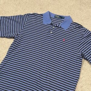 Polo Ralph Lauren Men's Striped Short Sleeve Polo Shirt Black Size L
